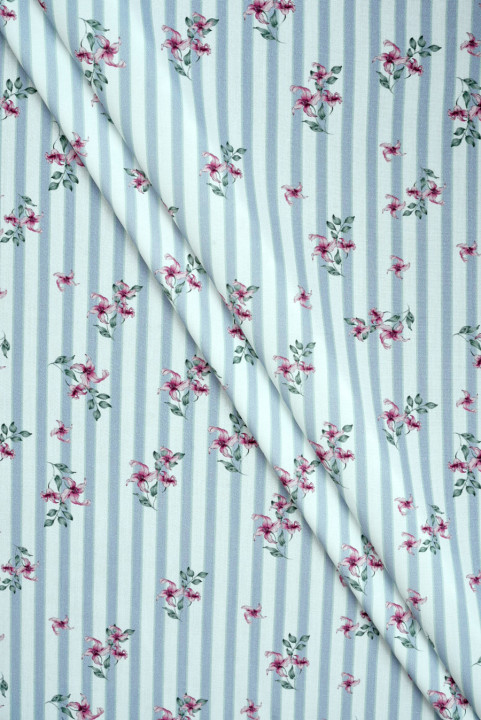 Viscose rayée à fleurs