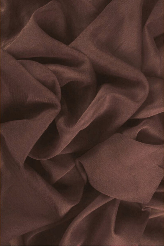 Tynd silke georgette brun KUPON 140 cm