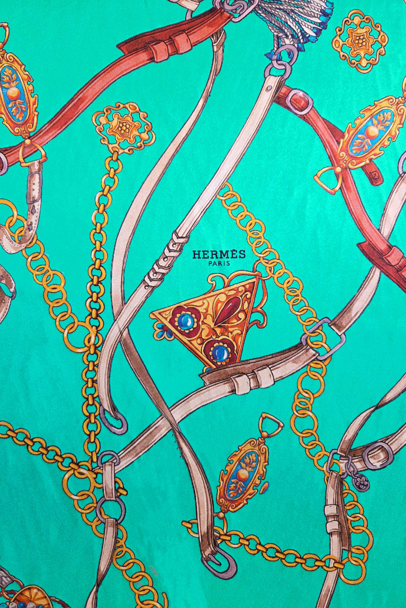 Siden-satin signerad - turkos