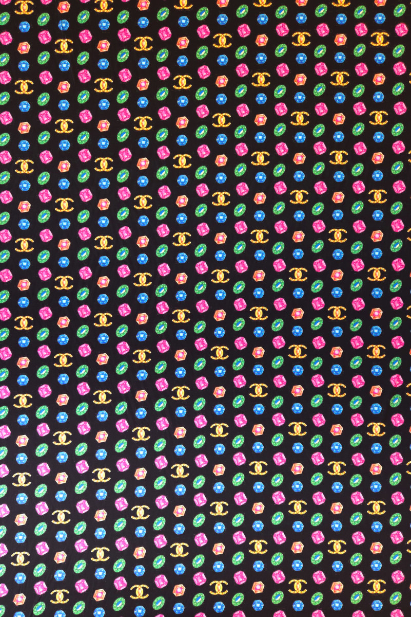 Black signed silk satin