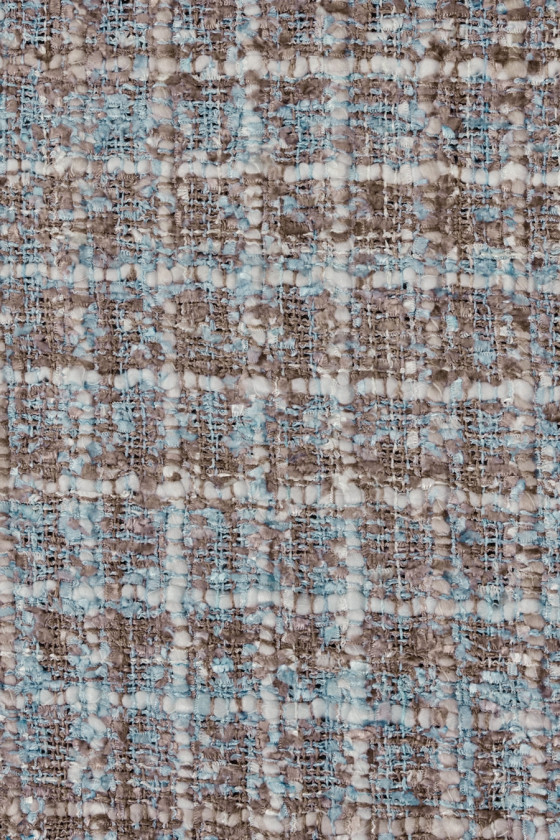Stof in Chanel-stijl bruin met lichtblauw