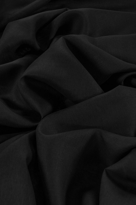 Lino natural OLGA - negro KUPÓN 160 cm