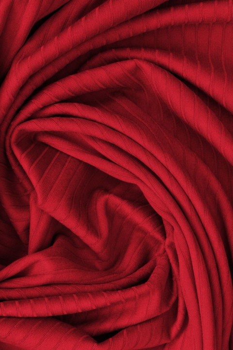Punto de algodón canalé rojo oscuro