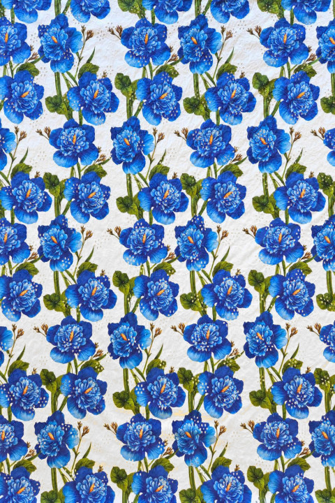 Richelieu-bomuld med blå blomster