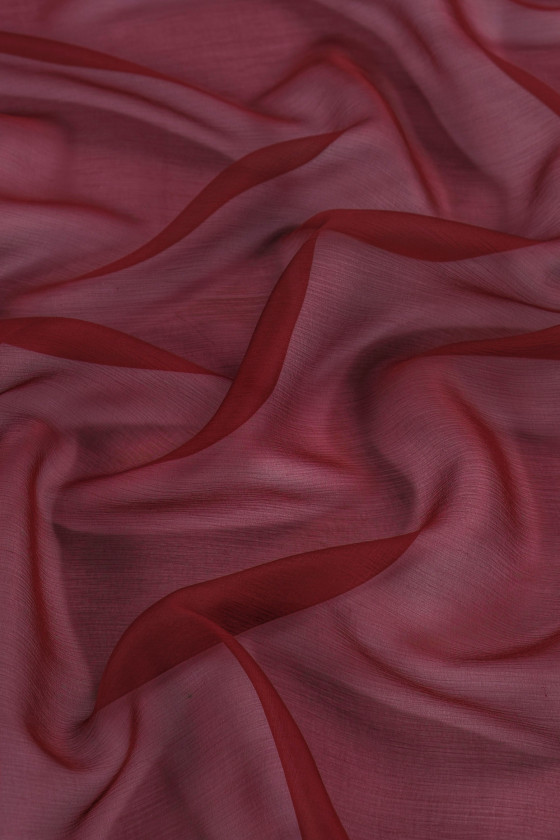 Chiffon di seta crespato bordeaux SCONTO
