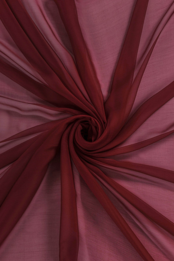 Chiffon di seta crespato bordeaux SCONTO