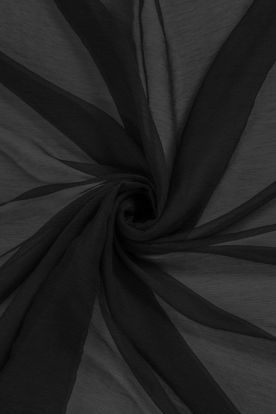 Hedvábný krepový šifón černý VÝPRODEJ