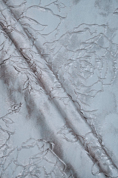 Jacquard med rosor i grå-jeansblå