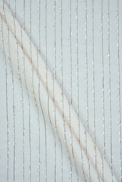 Tissu jacquard à franges - beige