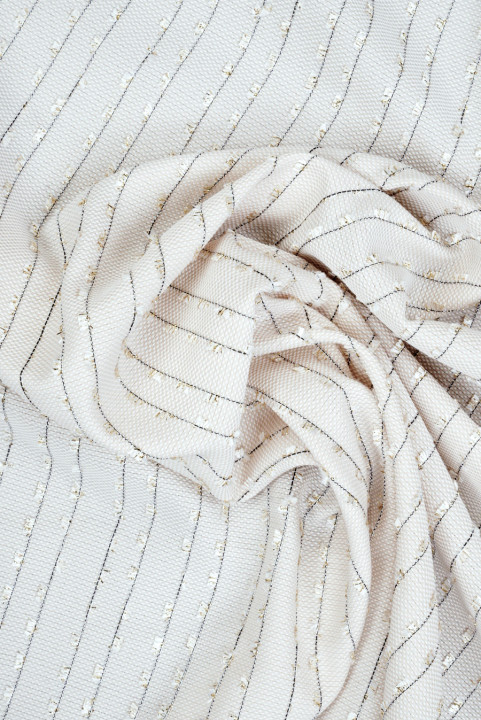 Jacquardstof met franjes - beige