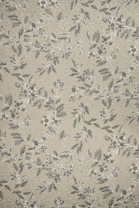 Zijde met viscose jacquard met bloemen