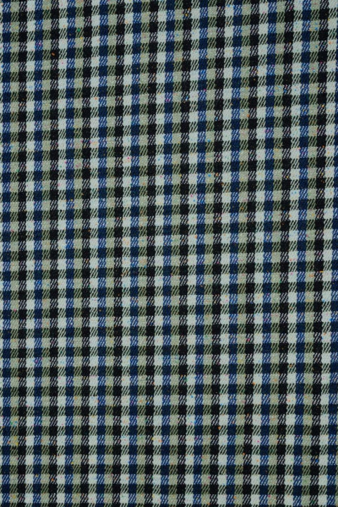 Uldragtstof med bomuld i tern