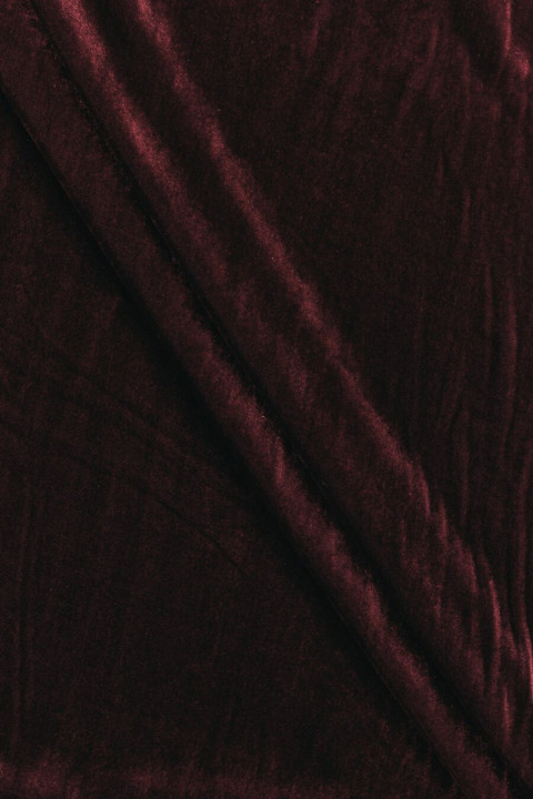 Velluto con seta bordeaux scuro KUPON 100 cm