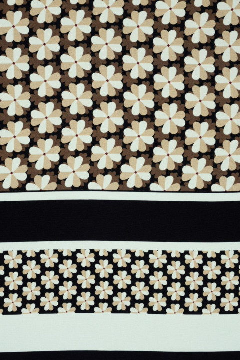 Zijde satijn met fijne beige bloemetjes KUPON 145cm