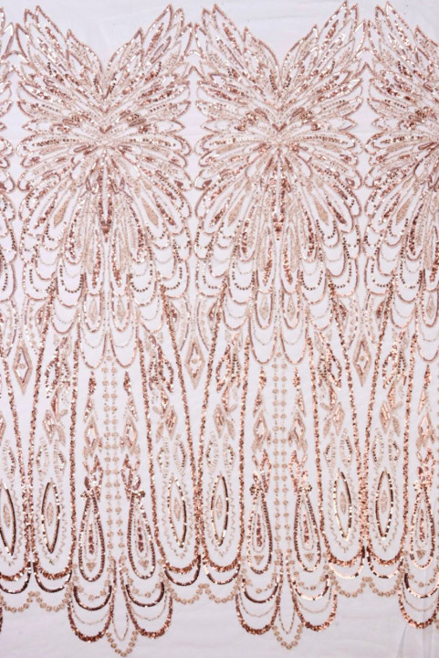 Perles sur tulle beige poudre