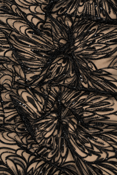 Black beaded tulle