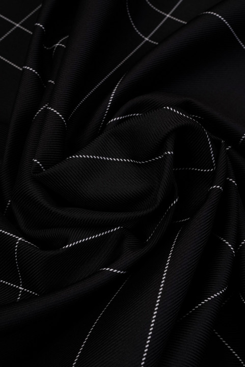 Coton trench noir à carreaux