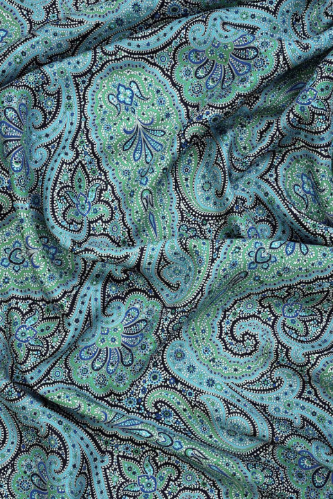 Turkis paisley silkesatin