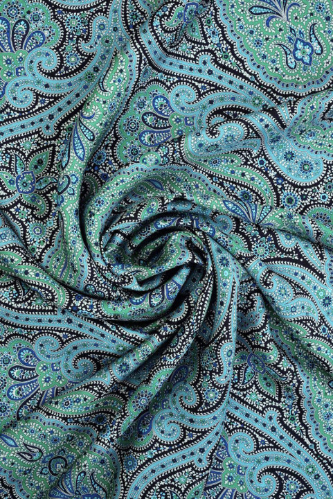 Satijn zijde turkoois paisley