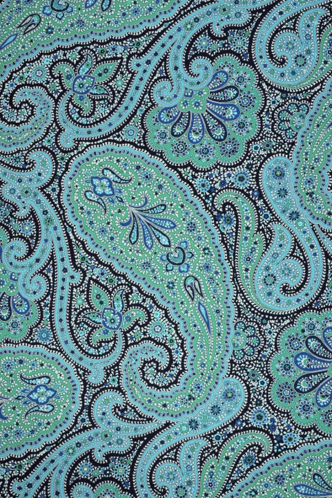 Satijn zijde turkoois paisley