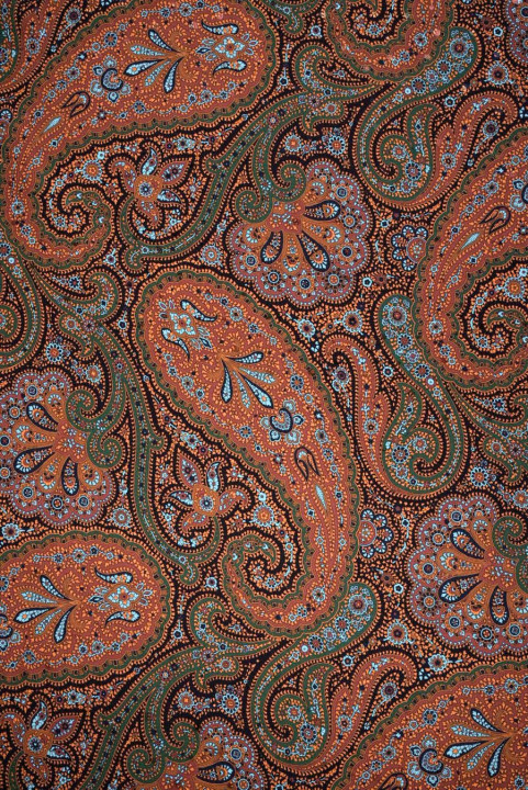 Rustrød paisley silkesatin