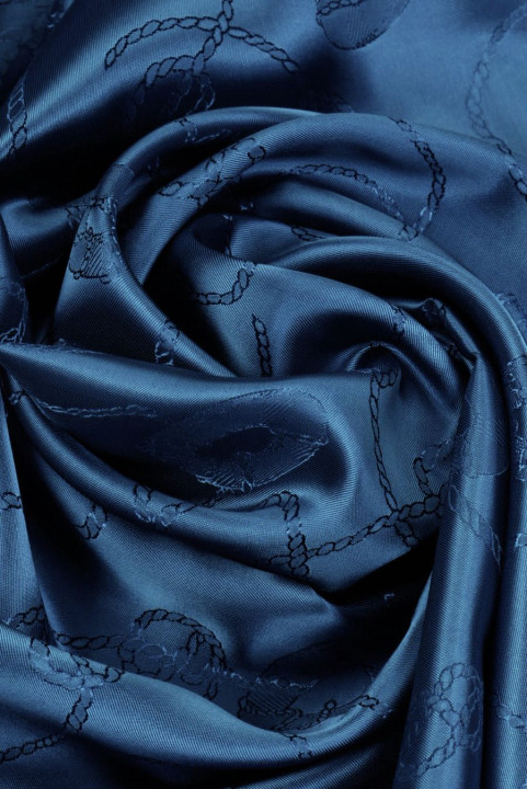 Doublure jacquard bleu foncé cordons
