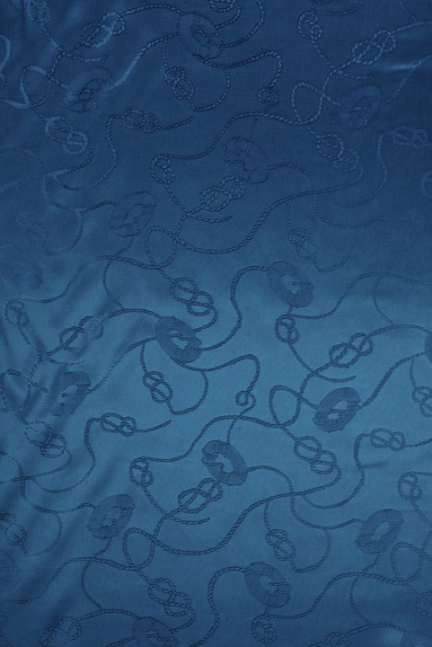 Voering jacquard donkerblauw met touwmotief
