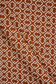 Rust viscose with geometric pattern