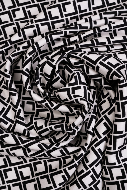 Viscose hvid sort geometrisk