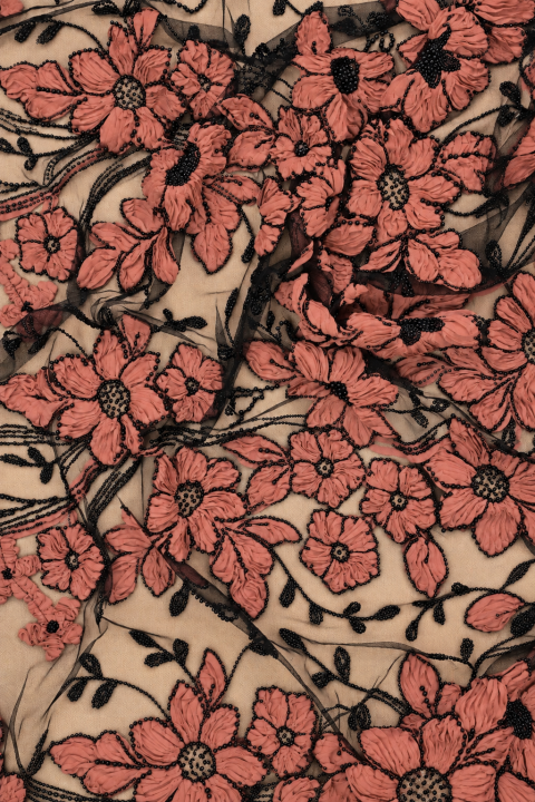 Eksklusive 3D-blomster mørk pudderbeige
