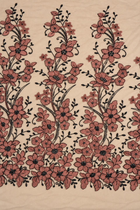 Exclusieve 3D-bloemen donker poederbeige
