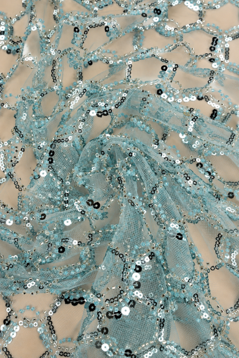 Exclusieve tule turquoise geometrie