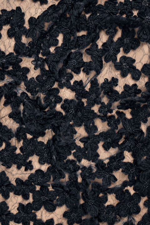Dentelle fleurs 3D noire