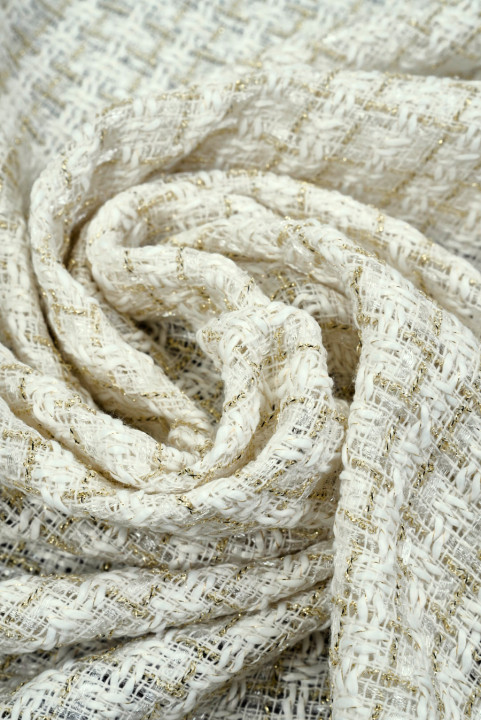 Kostumsstof i Chanel-stil, creme og guld