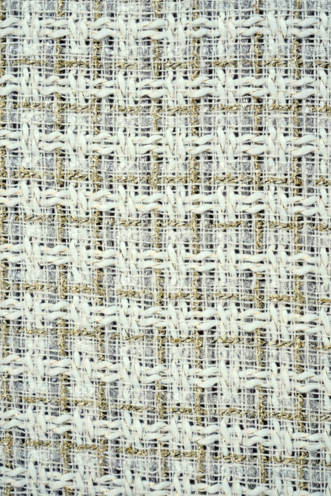 Tessuto stile Chanel crema e oro