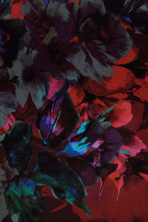 Satin de soie grands fleurs automnales