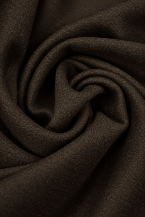 Dubbelzijdige mantelwol donkerbruin en donker groen