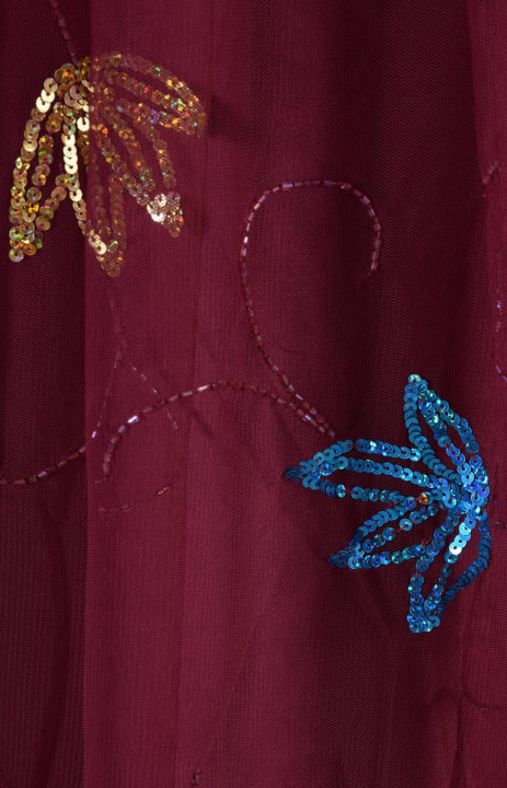 Burgundy tulle with sequins