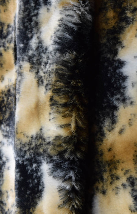 Faux fur with patches beige and black