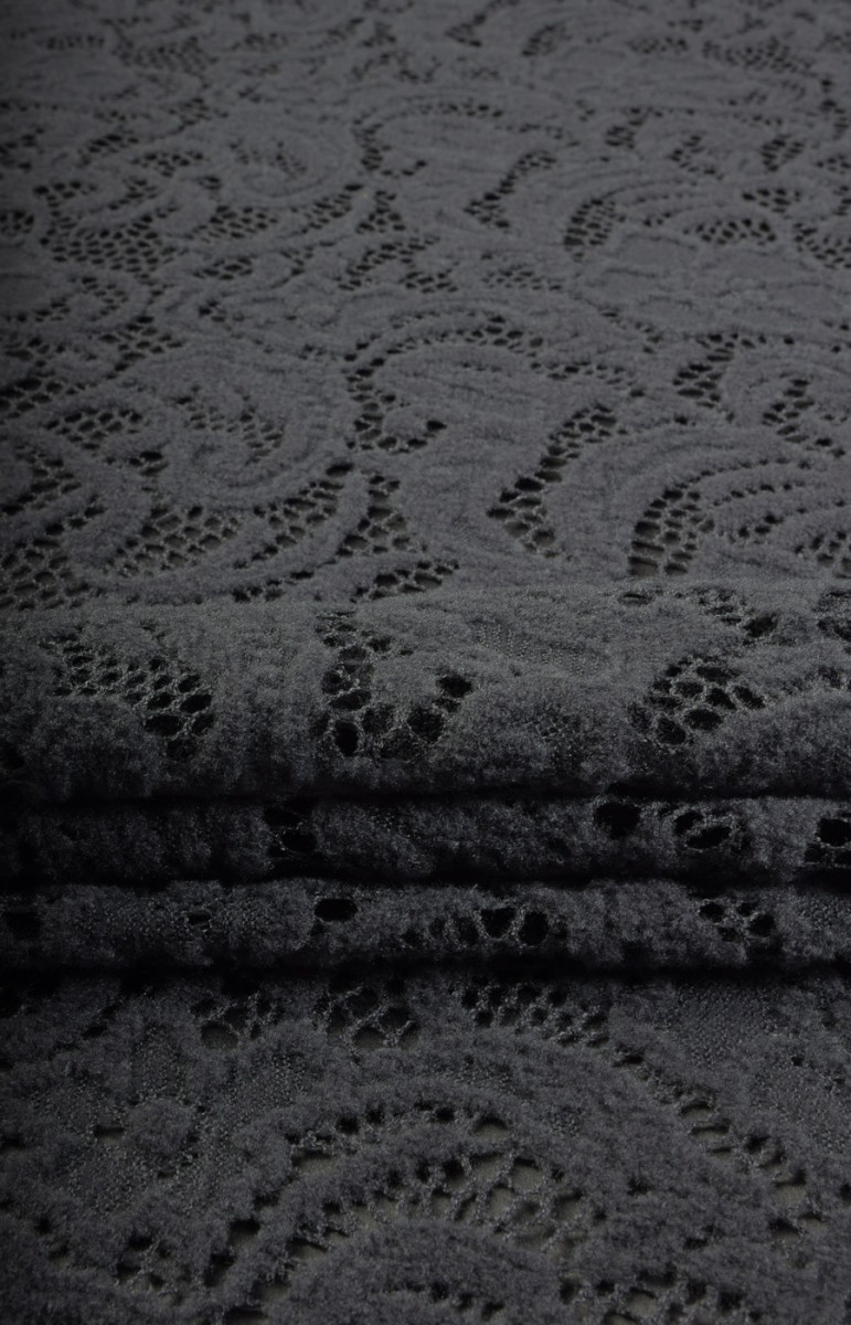 Elastic lace dark grey COUPON 130 cm