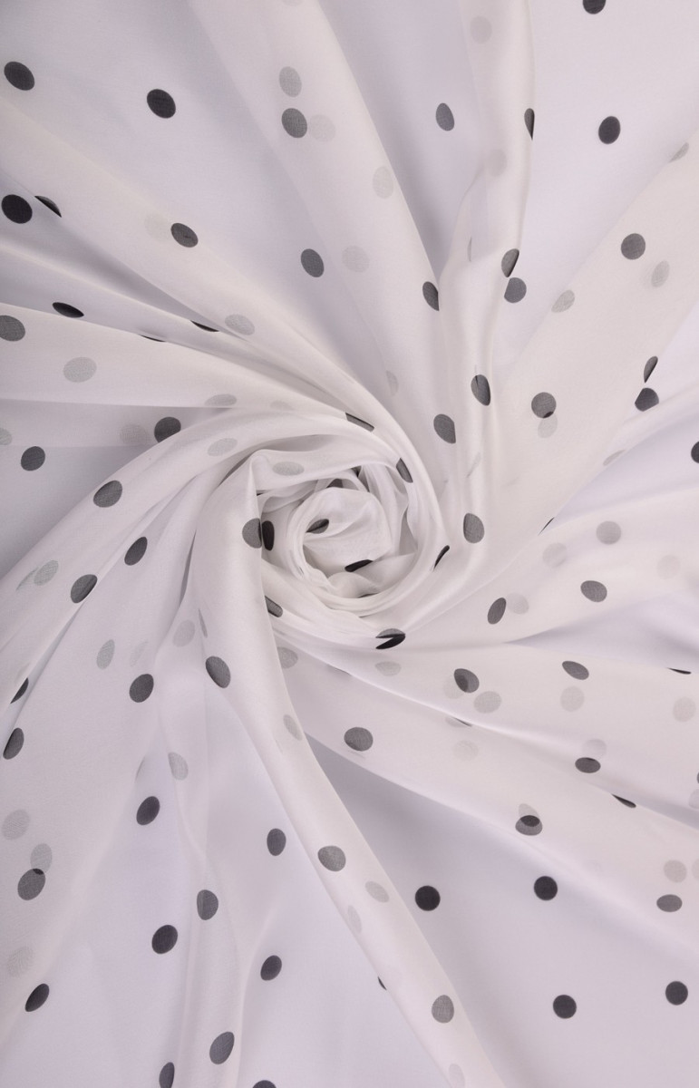 Jedwabny muślin w groszki KUPON 80cm