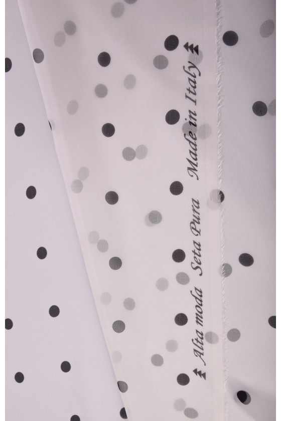 Jedwabny muślin w groszki KUPONY