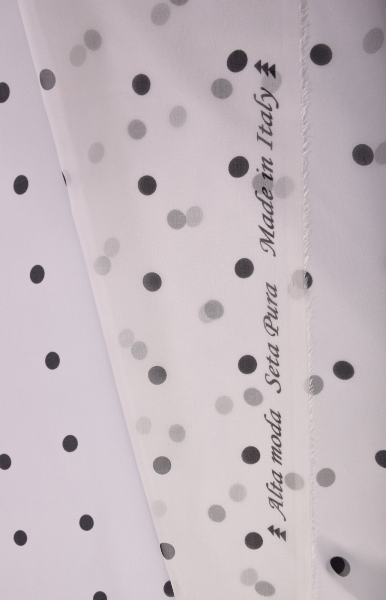 Jedwabny muślin w groszki KUPONY