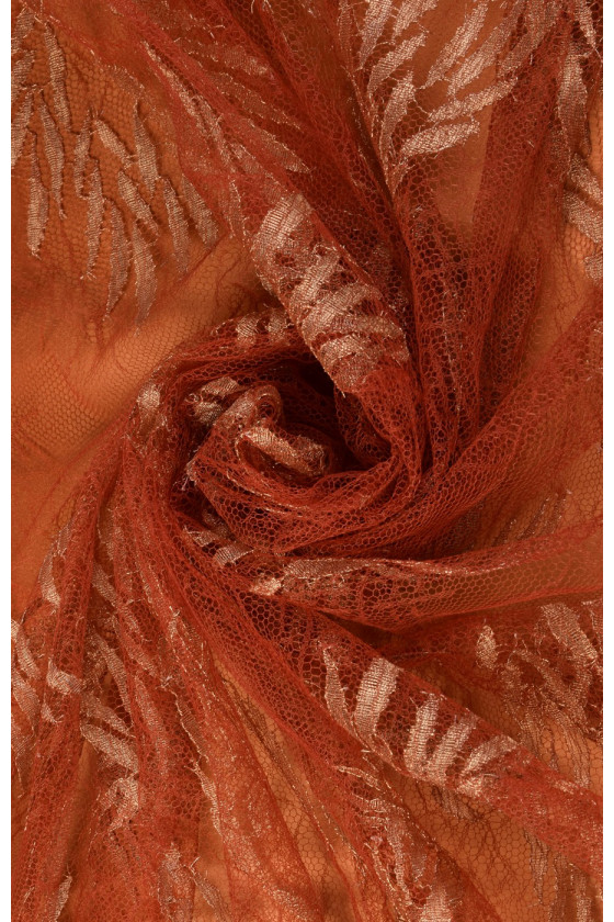 Dentelle à fil lurex rouille KUPON 100cm