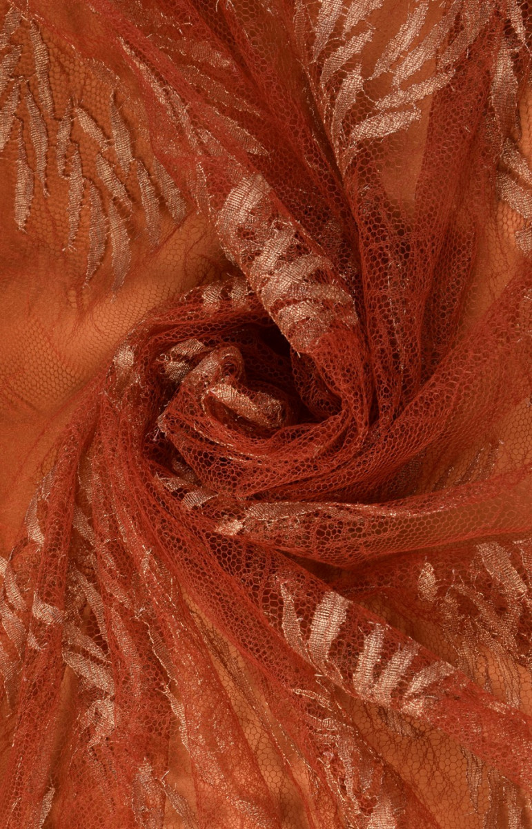 Koronka z lureksem ruda KUPON 100cm