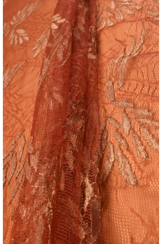 Koronka z lureksem ruda KUPON 100cm