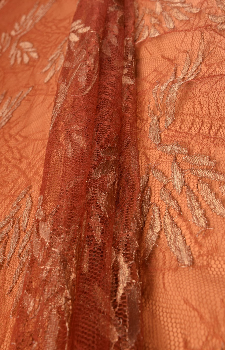 Koronka z lureksem ruda KUPON 100cm