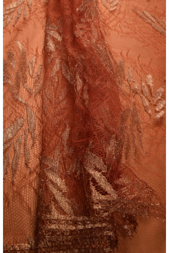 Dentelle à fil lurex rouille KUPON 100cm