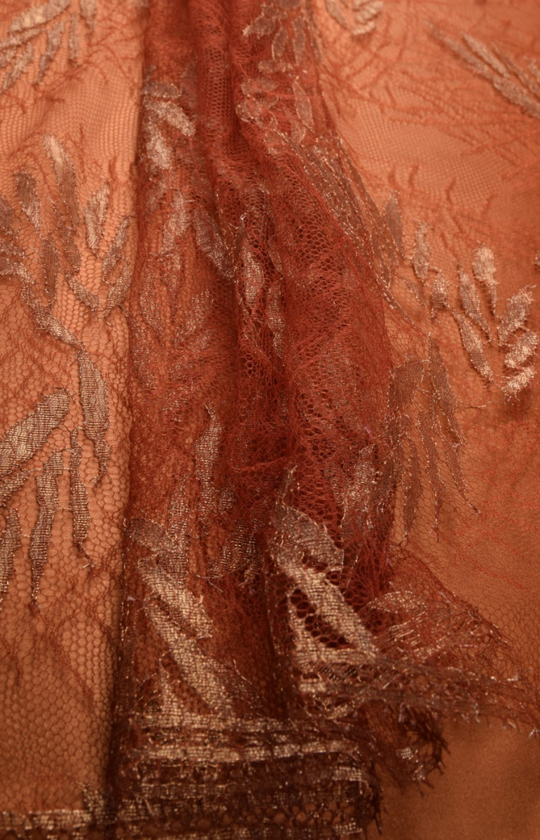 Pizzo con lurex ruggine KUPON 100cm