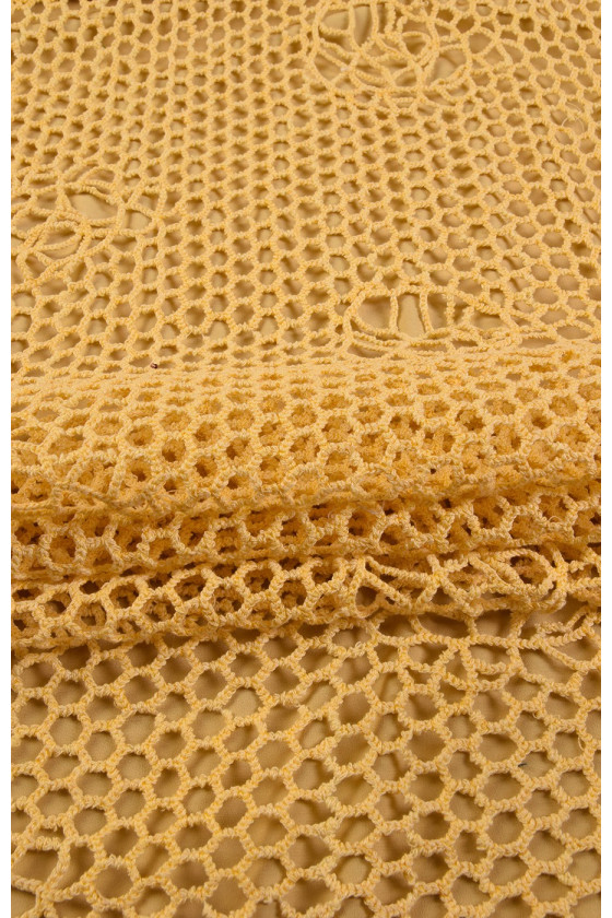 Guipure hálós sárga kupon 110cm